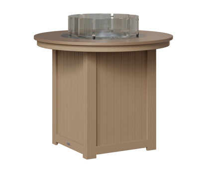 Berlin Gardens Donoma 44" Round Fire Table Counter in Weatherwood, Hammered Bronze top