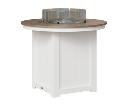 Berlin Gardens Donoma 44" Round Fire Table Counter in White, Hammered Bronze top