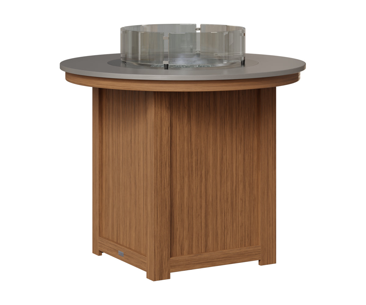 Berlin Gardens Donoma 44" Round Fire Table Counter in Antique Mahogany, Hammered Stainless top