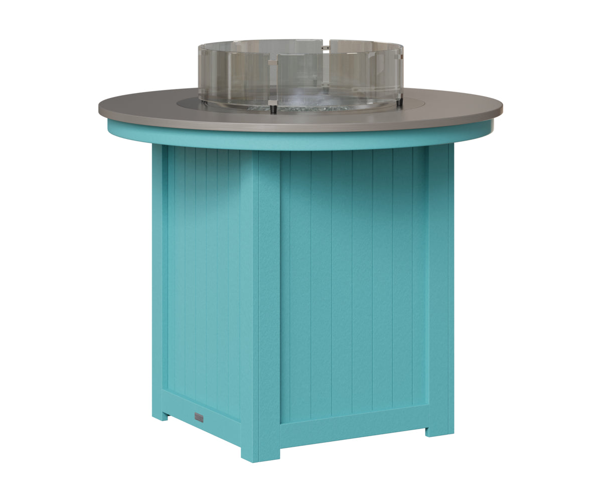 Berlin Gardens Donoma 44" Round Fire Table Counter in Aruba Blue, Hammered Stainless top