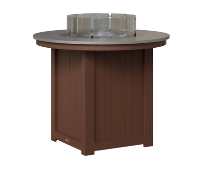 Berlin Gardens Donoma 44" Round Fire Table Counter in Chocolate Brown, Hammered Stainless top