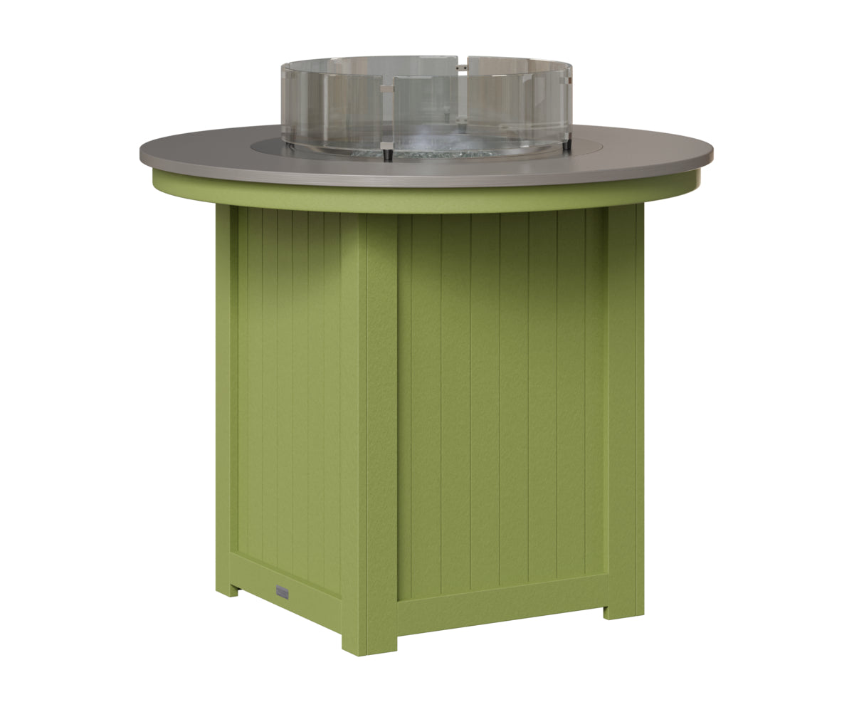 Berlin Gardens Donoma 44" Round Fire Table Counter in Kiwi Green, Hammered Stainless top