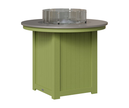 Berlin Gardens Donoma 44" Round Fire Table Counter in Kiwi Green, Hammered Stainless top