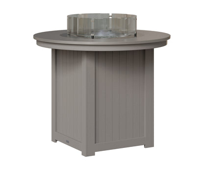 Berlin Gardens Donoma 44" Round Fire Table Counter in Light Gray, Hammered Stainless top