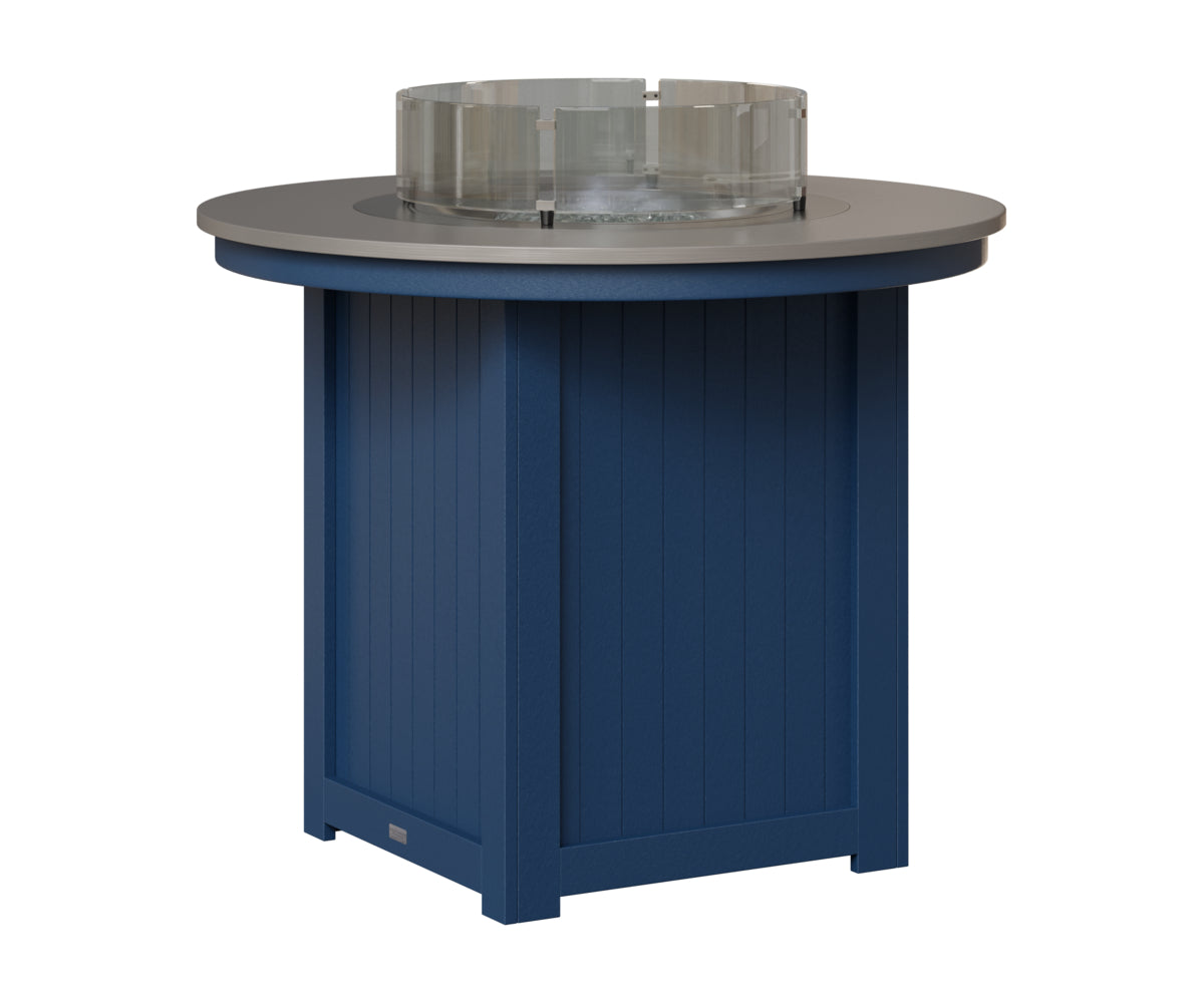 Berlin Gardens Donoma 44" Round Fire Table Counter in Navy Blue, Hammered Stainless top