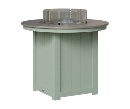 Berlin Gardens Donoma 44" Round Fire Table Counter in Sea Foam, Hammered Stainless top