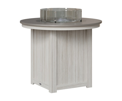 Berlin Gardens Donoma 44" Round Fire Table Counter in Seashell, Hammered Stainless top