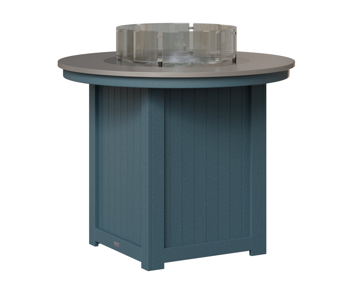 Berlin Gardens Donoma 44" Round Fire Table Counter in Slate, Hammered Stainless top