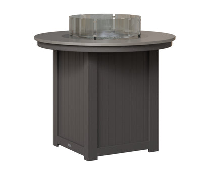 Berlin Gardens Donoma 44" Round Fire Table Counter in Smoke Gray, Hammered Stainless top
