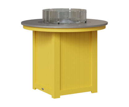 Berlin Gardens Donoma 44" Round Fire Table Counter in Sunburst Yellow, Hammered Stainless top