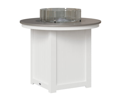 Berlin Gardens Donoma 44" Round Fire Table Counter in White, Hammered Stainless top