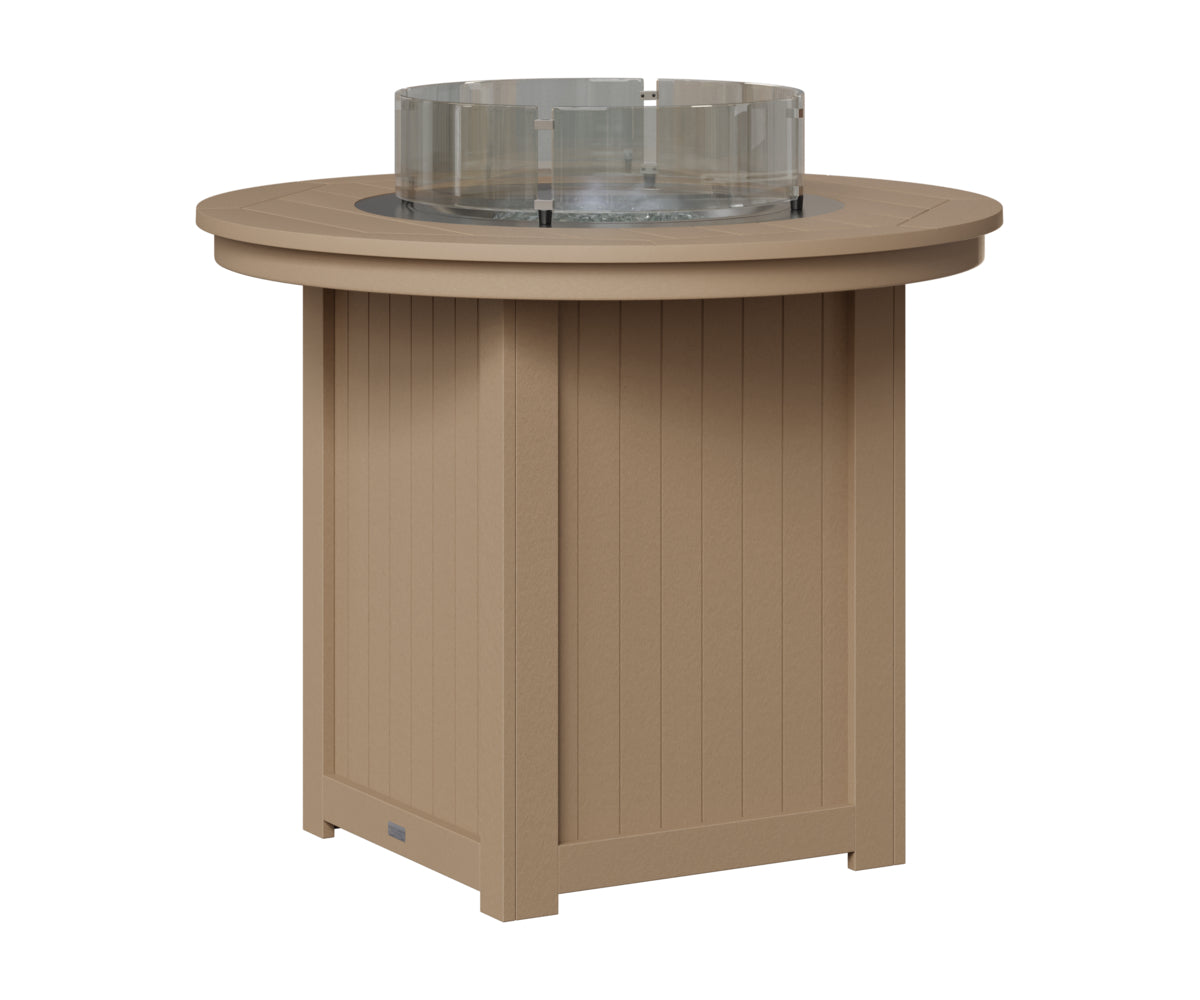 Berlin Gardens Donoma 44" Round Fire Table Counter in Weatherwood