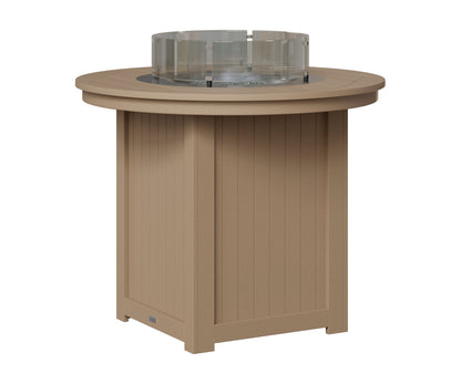 Berlin Gardens Donoma 44" Round Fire Table Counter in Weatherwood