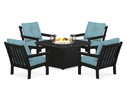 POLYWOOD Vineyard 5-Piece Conversation Set with Fire Pit Table
