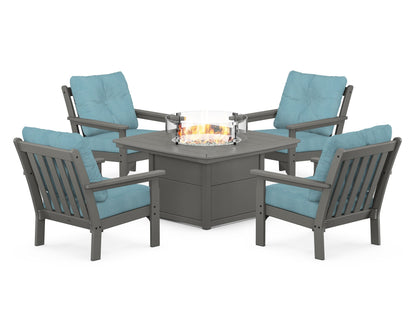 POLYWOOD Vineyard 5-Piece Conversation Set with Fire Pit Table