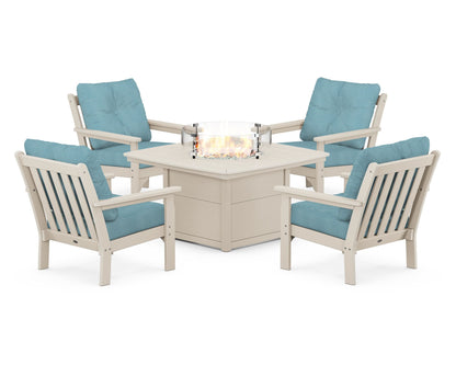 POLYWOOD Vineyard 5-Piece Conversation Set with Fire Pit Table