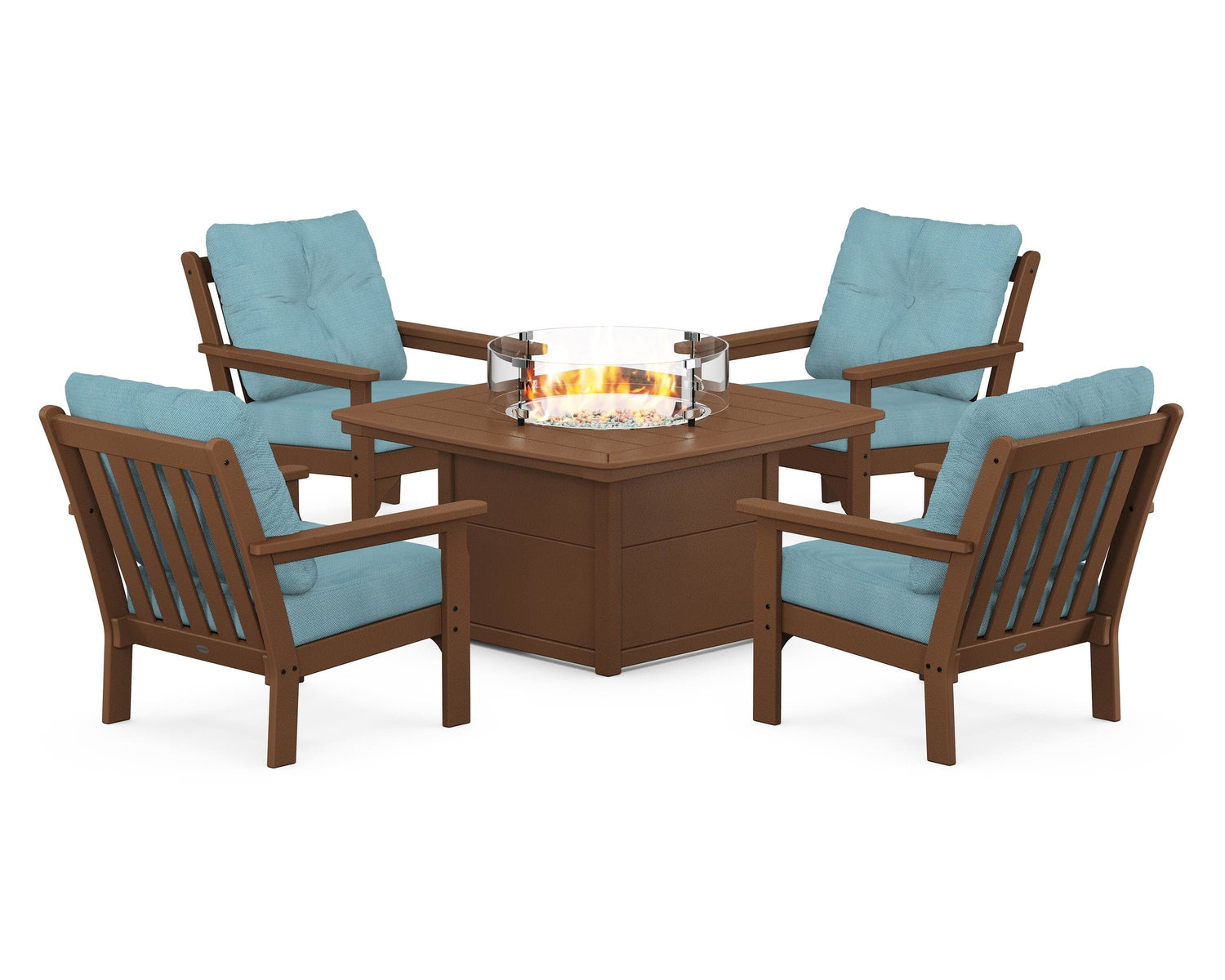 POLYWOOD Vineyard 5-Piece Conversation Set with Fire Pit Table