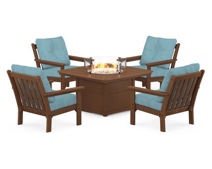 POLYWOOD Vineyard 5-Piece Conversation Set with Fire Pit Table
