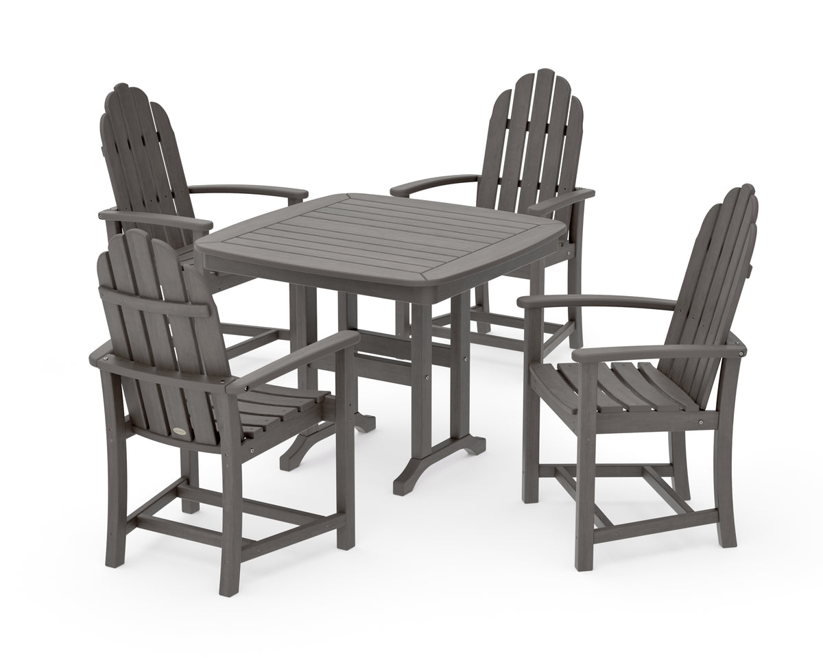 POLYWOOD Classic Adirondack 5-Piece Dining Set in Driftwood