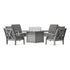 POLYWOOD Braxton 5-Piece Deep Seating Conversation Set with Fire Pit Table in Slate Grey