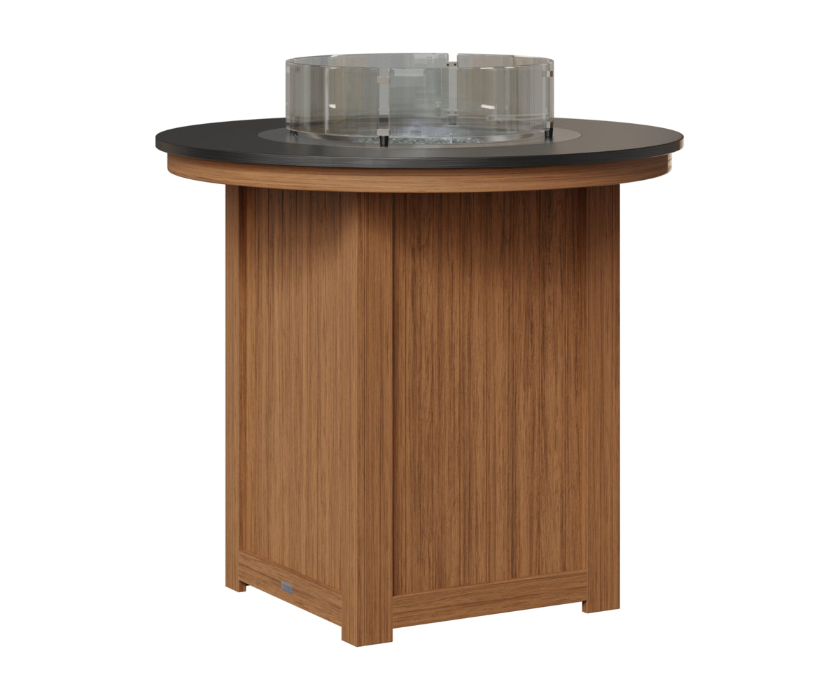 Berlin Gardens Donoma 44" Round Fire Table Bar in Antique Mahogany, Hammered Black top