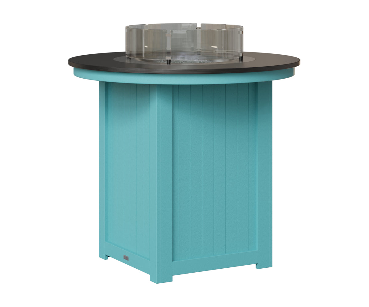 Berlin Gardens Donoma 44" Round Fire Table Bar in Aruba Blue, Hammered Black top