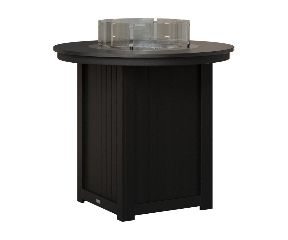 Berlin Gardens Donoma 44" Round Fire Table Bar in Black, Hammered Black top