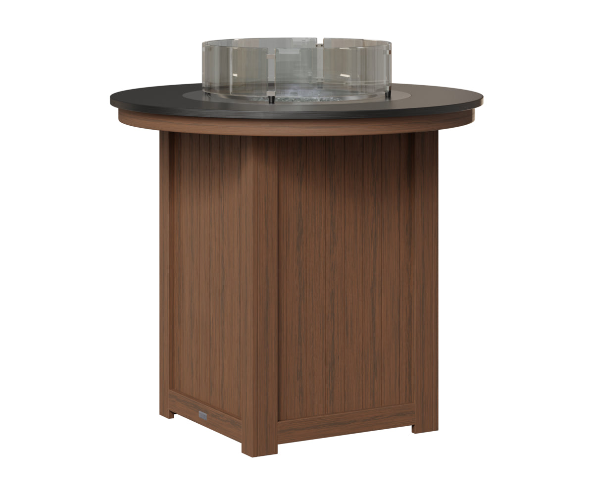 Berlin Gardens Donoma 44" Round Fire Table Bar in Brazilian Walnut, Hammered Black top
