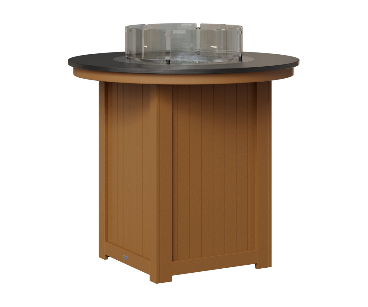 Berlin Gardens Donoma 44" Round Fire Table Bar in Cedar, Hammered Black top