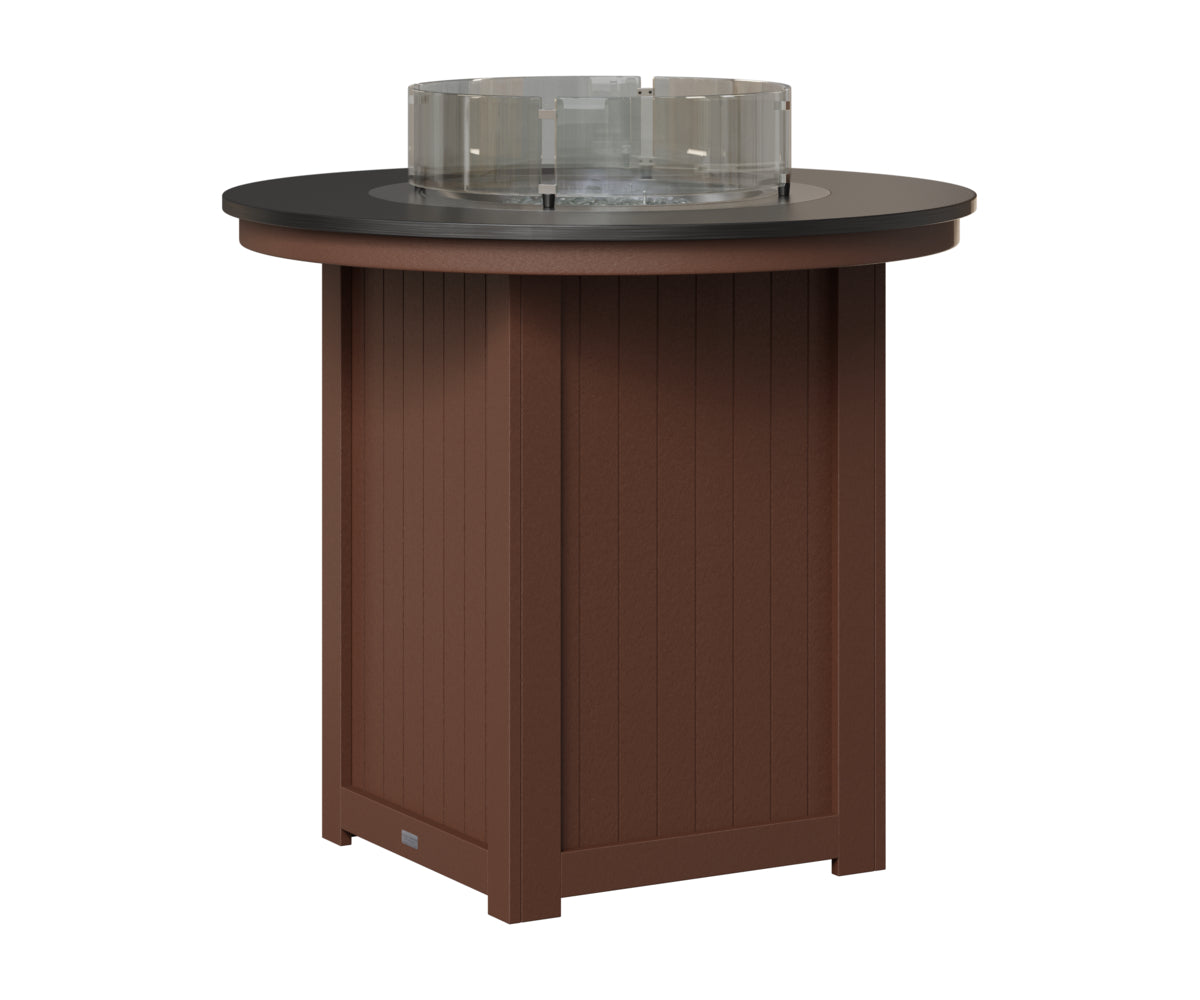 Berlin Gardens Donoma 44" Round Fire Table Bar in Chocolate Brown, Hammered Black top