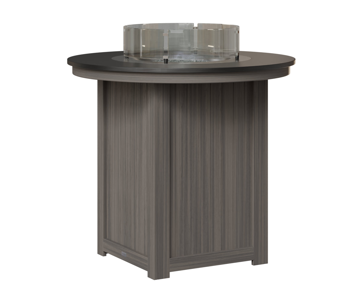Berlin Gardens Donoma 44" Round Fire Table Bar in Coastal Gray, Hammered Black top