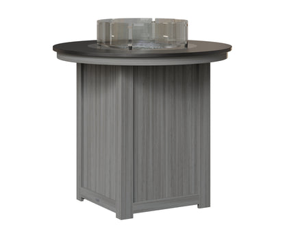 Berlin Gardens Donoma 44" Round Fire Table Bar in Driftwood Gray, Hammered Black top