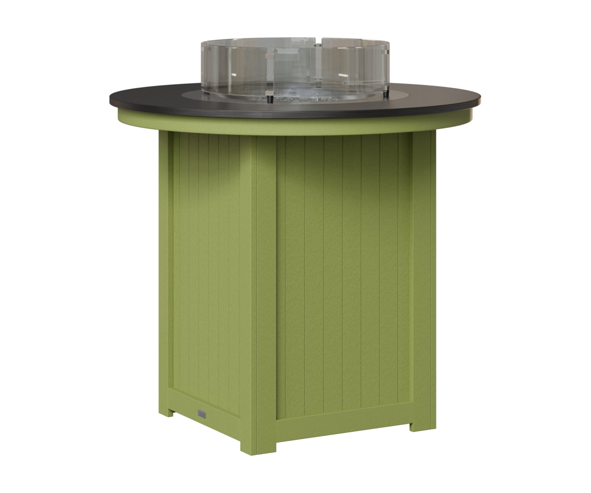 Berlin Gardens Donoma 44" Round Fire Table Bar in Kiwi Green, Hammered Black top