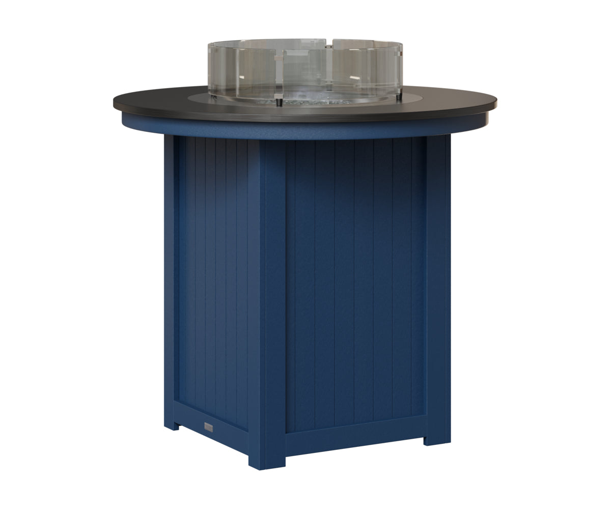Berlin Gardens Donoma 44" Round Fire Table Bar in Navy Blue, Hammered Black top
