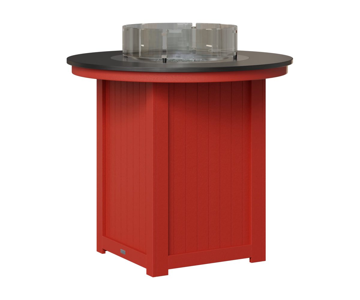 Berlin Gardens Donoma 44" Round Fire Table Bar in Scarlet Red, Hammered Black top