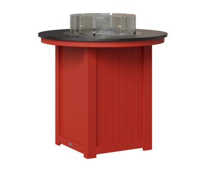 Berlin Gardens Donoma 44" Round Fire Table Bar in Scarlet Red, Hammered Black top