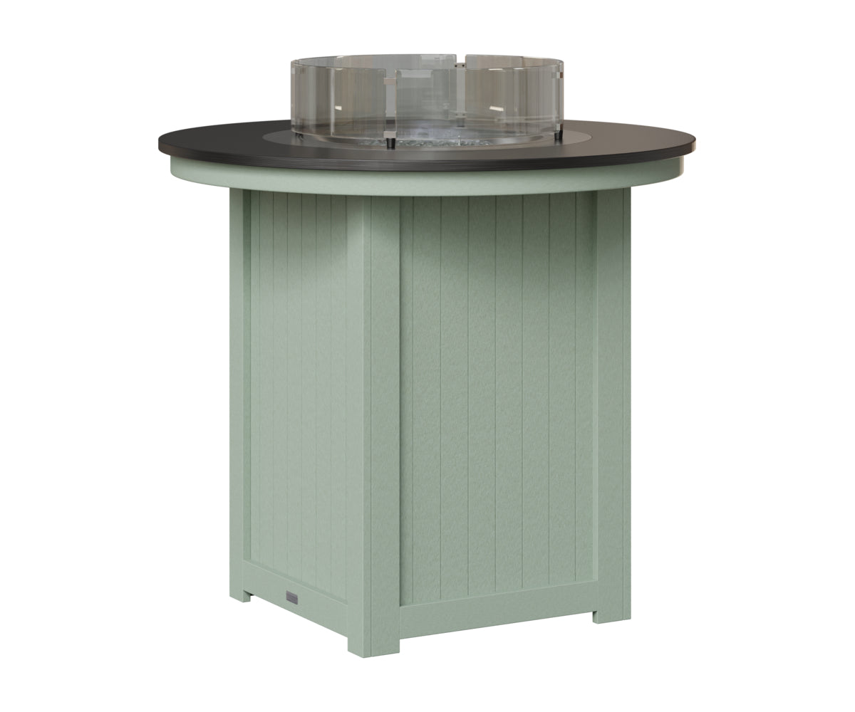Berlin Gardens Donoma 44" Round Fire Table Bar in Sea Foam, Hammered Black top