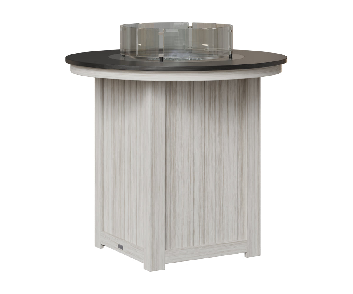 Berlin Gardens Donoma 44" Round Fire Table Bar in Seashell, Hammered Black top