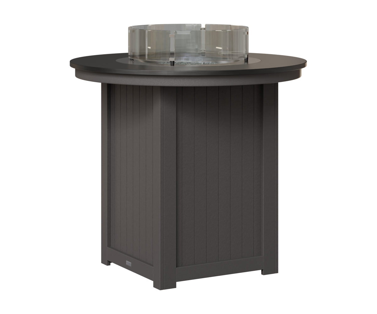 Berlin Gardens Donoma 44" Round Fire Table Bar in Smoke Gray, Hammered Black top