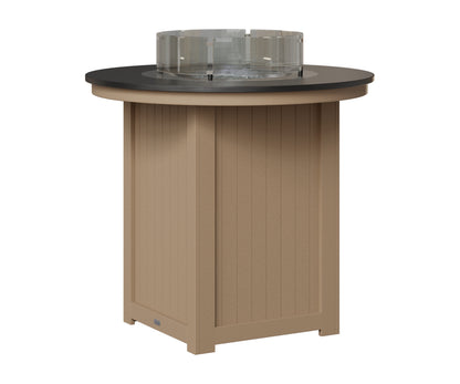 Berlin Gardens Donoma 44" Round Fire Table Bar in Weatherwood, Hammered Black top