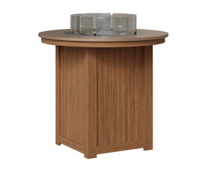Berlin Gardens Donoma 44" Round Fire Table Bar in Antique Mahogany, Hammered Bronze top