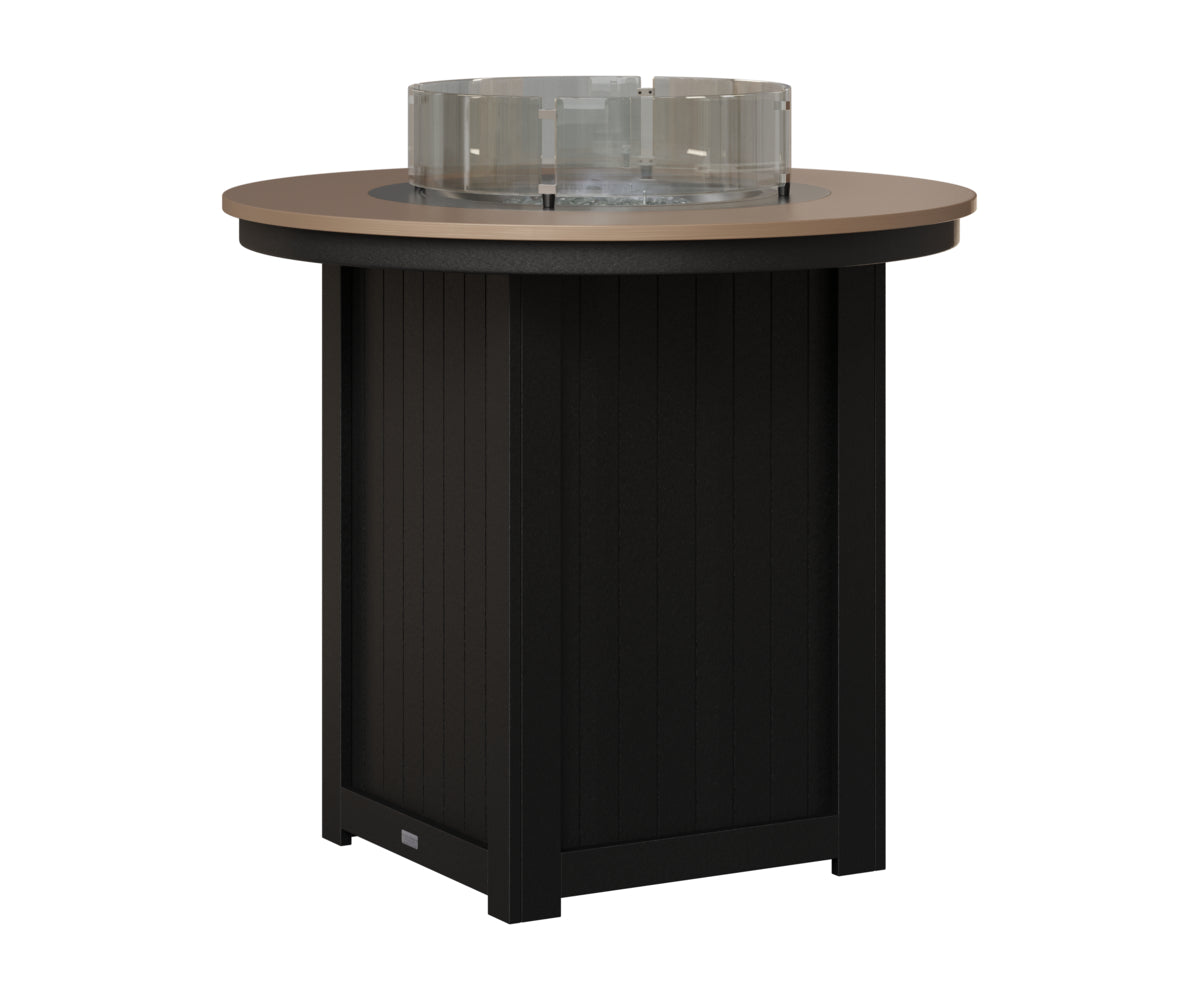 Berlin Gardens Donoma 44" Round Fire Table Bar in Black, Hammered Bronze top