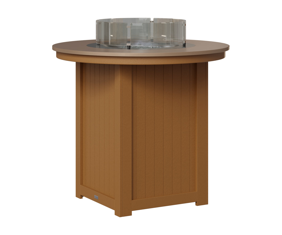 Berlin Gardens Donoma 44" Round Fire Table Bar in Cedar, Hammered Bronze top
