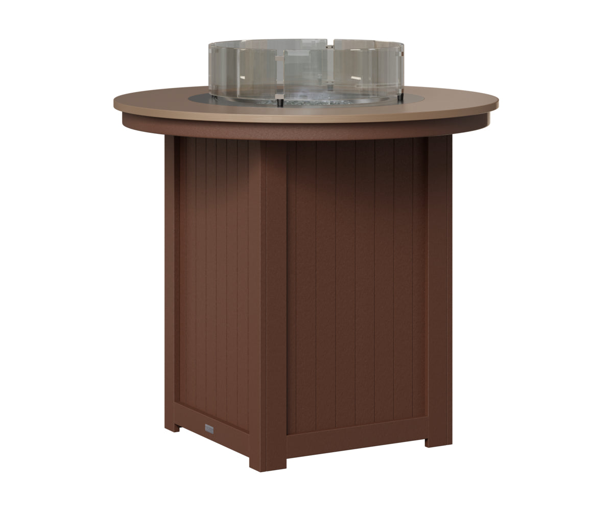 Berlin Gardens Donoma 44" Round Fire Table Bar in Chocolate Brown, Hammered Bronze top