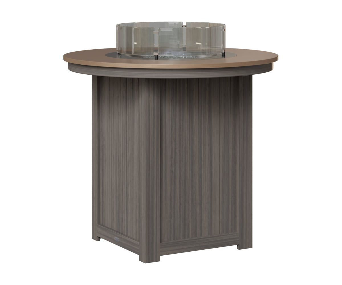 Berlin Gardens Donoma 44" Round Fire Table Bar in Coastal Gray, Hammered Bronze top