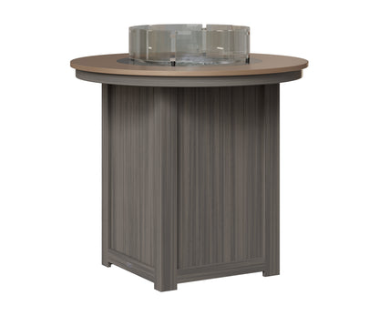 Berlin Gardens Donoma 44" Round Fire Table Bar in Coastal Gray, Hammered Bronze top