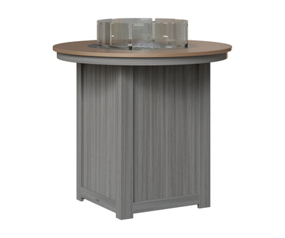 Berlin Gardens Donoma 44" Round Fire Table Bar in Driftwood Gray, Hammered Bronze top
