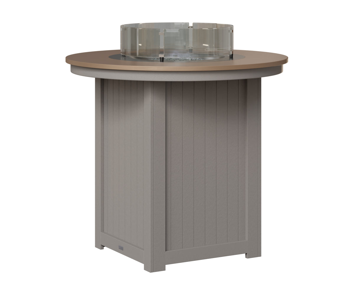 Berlin Gardens Donoma 44" Round Fire Table Bar in Light Gray, Hammered Bronze top