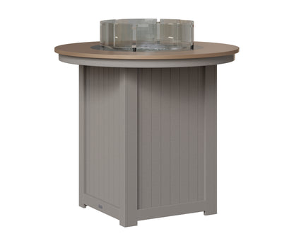 Berlin Gardens Donoma 44" Round Fire Table Bar in Light Gray, Hammered Bronze top