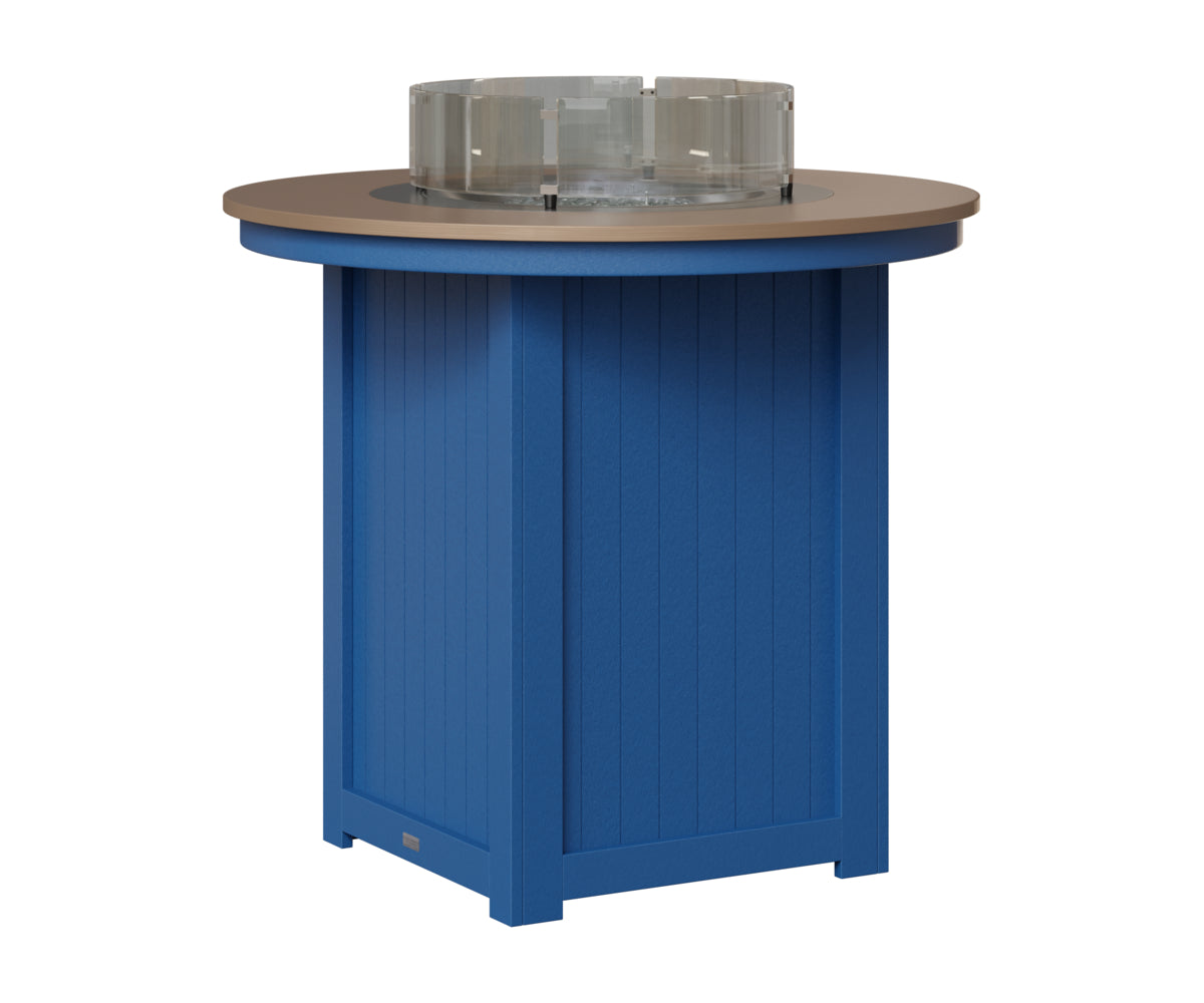 Berlin Gardens Donoma 44" Round Fire Table Bar in Pacific Blue, Hammered Bronze top